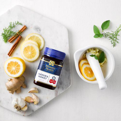 Manuka Health medicinal honey on a table