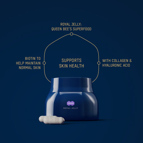 Manuka Health Royal Jelly Capsules with Biotin, Collagen and Hyaluronic acid. Supports skin and hair health. 