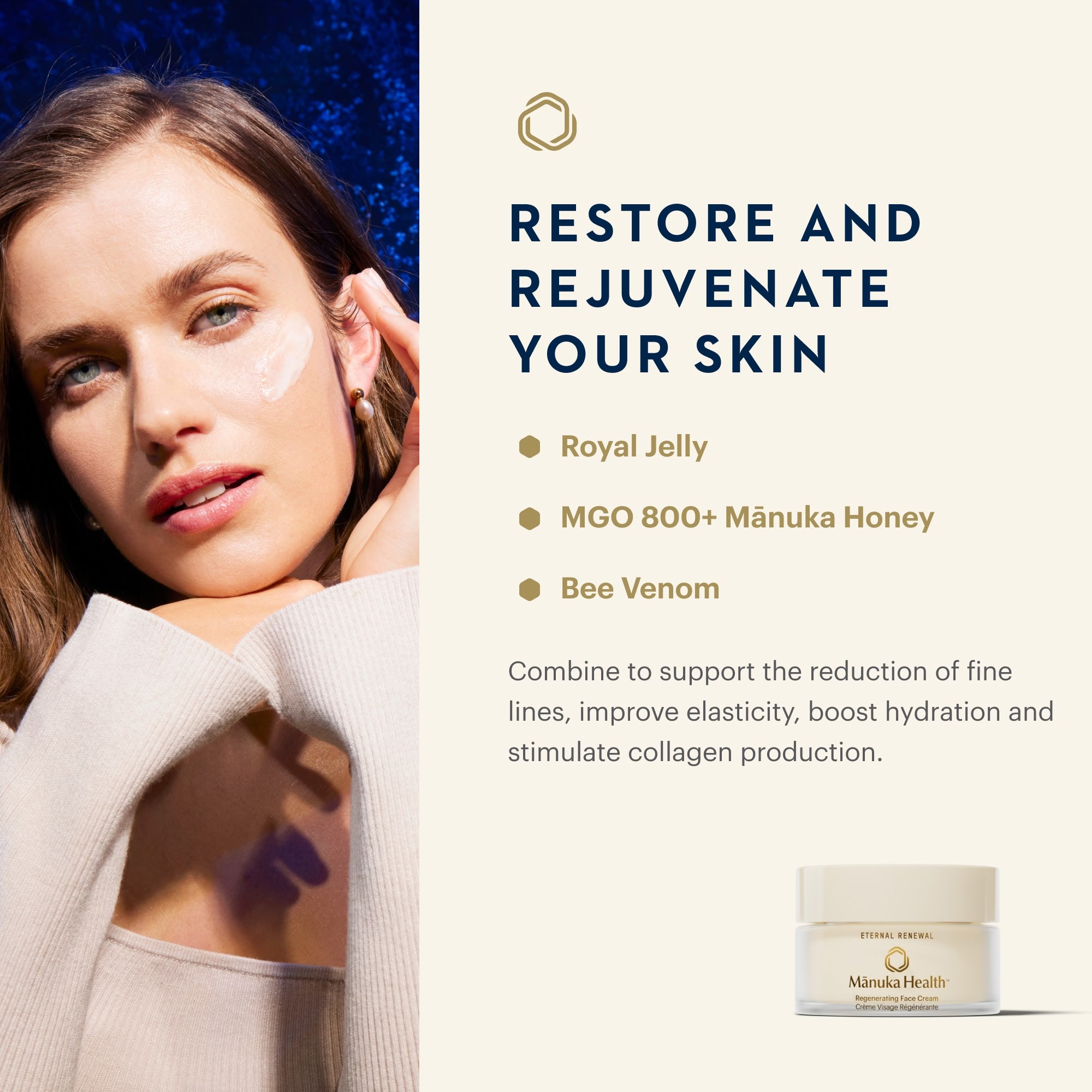 フェイスクリーム mmkik Eternal Renewal Face Cream | Royal Jelly, Manuka Honey, Bee Venom