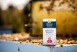 Manuka Health On-the-go box on a beehive.