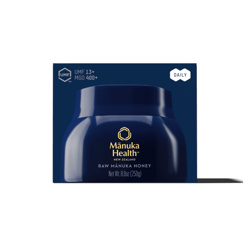 Manuka Health manuka honey MGO 400+ Daily packaging on a white background.
