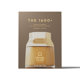 Pinnacle Harvest MGO 1600+ packaging on a white background.