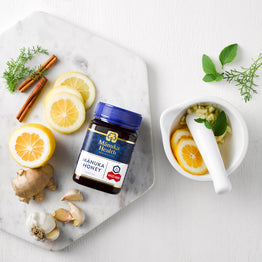 Manuka Health medicinal honey on a table